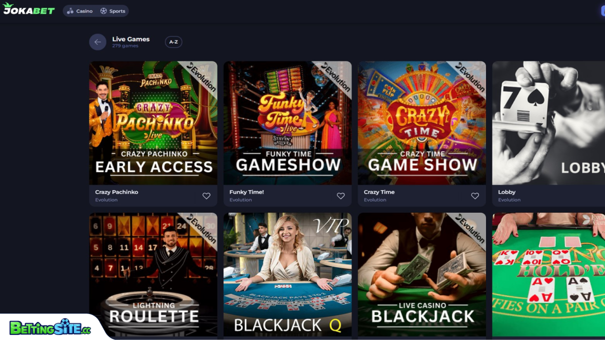 JokaBet live casino