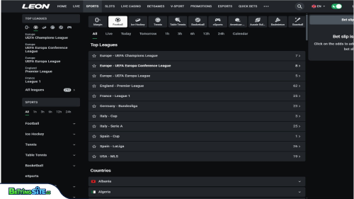 Leon Bet sección de apuestas