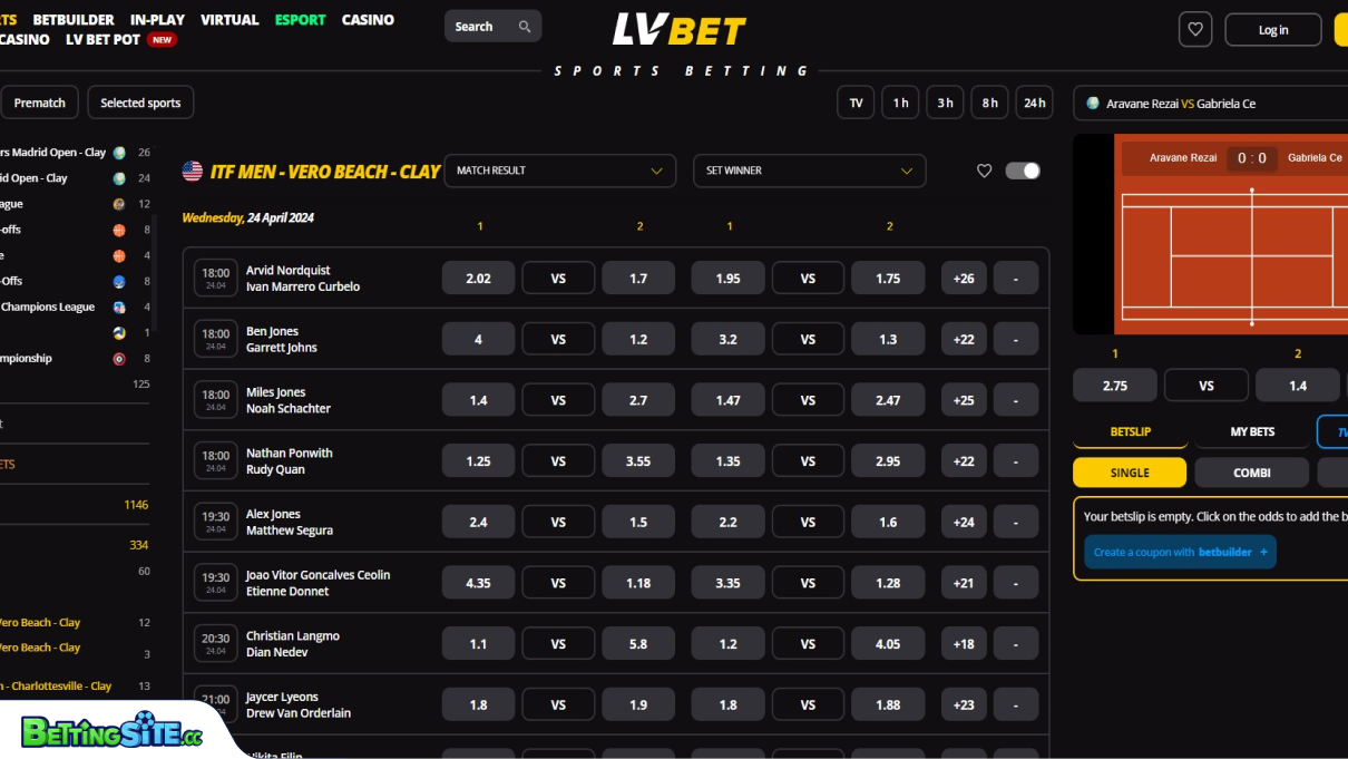 LVBet Tennis betting