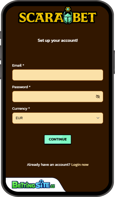 Scarabet betting account
