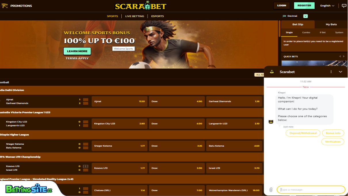 Scarabet customer support