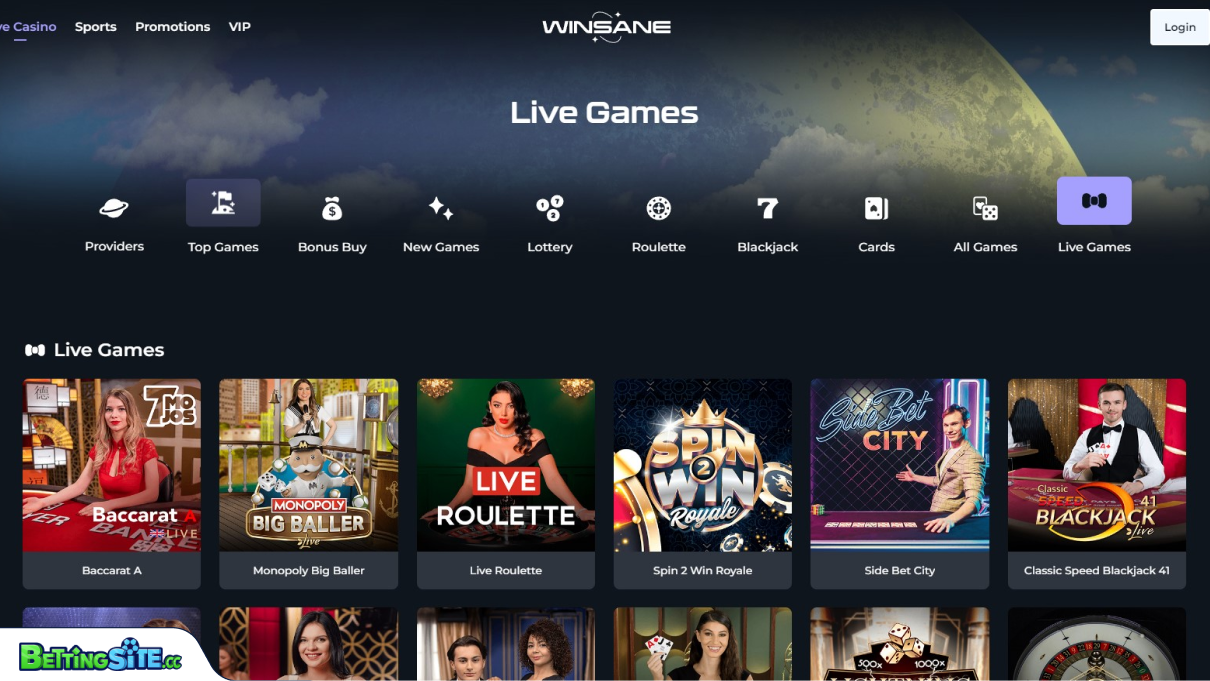 Winsane live casino