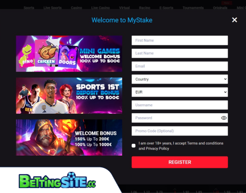 MyStake betting registration