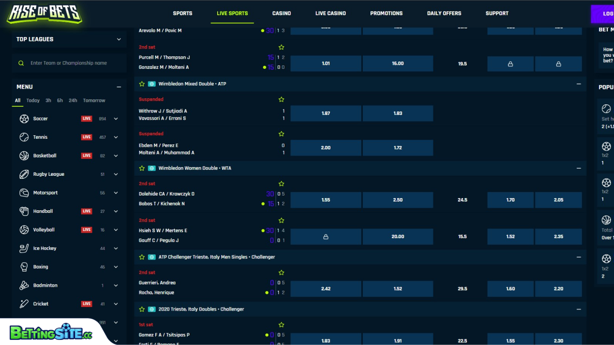 RiseOfBets Tennis betting