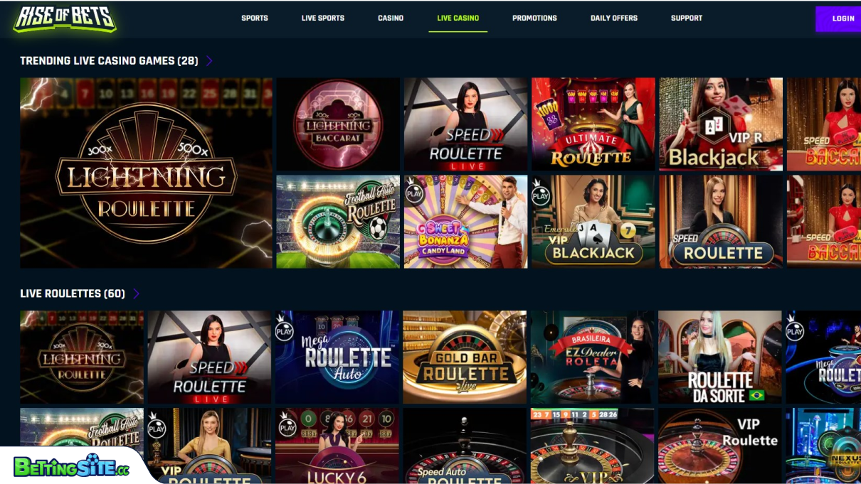 RiseOfBets live casino