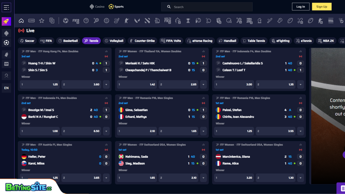 JoeBit tennis betting