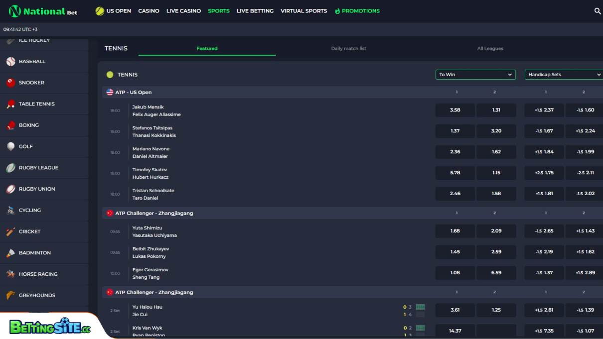 NationalBet tennis betting