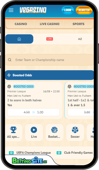 Vegasino mobile app