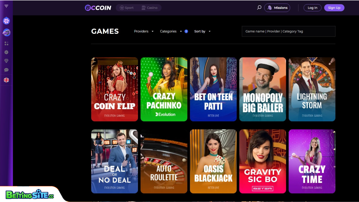 BC Coin live casino