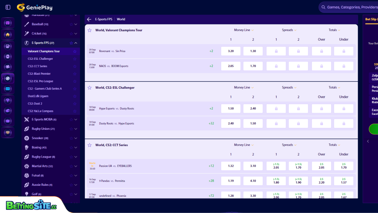 GeniePlay esport betting