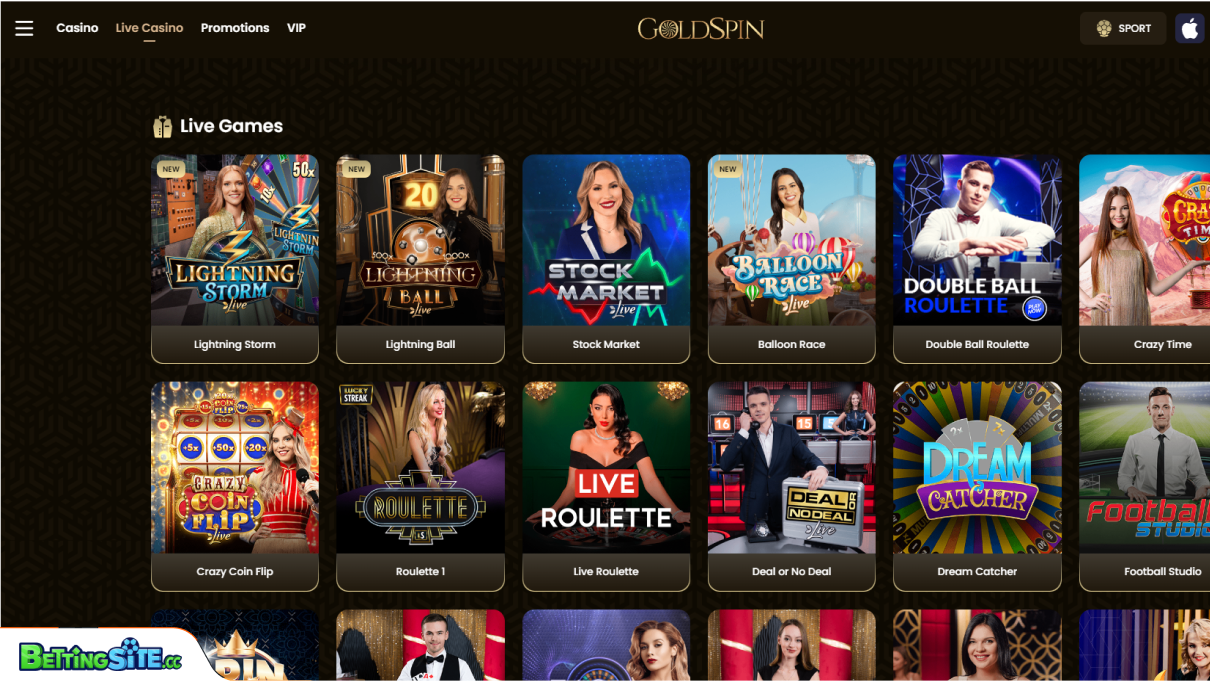 Goldspin live casino