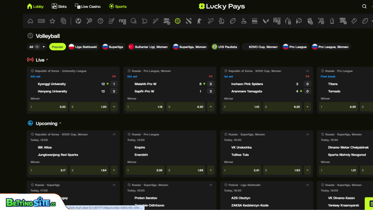 Lucky Pays voleyball betting