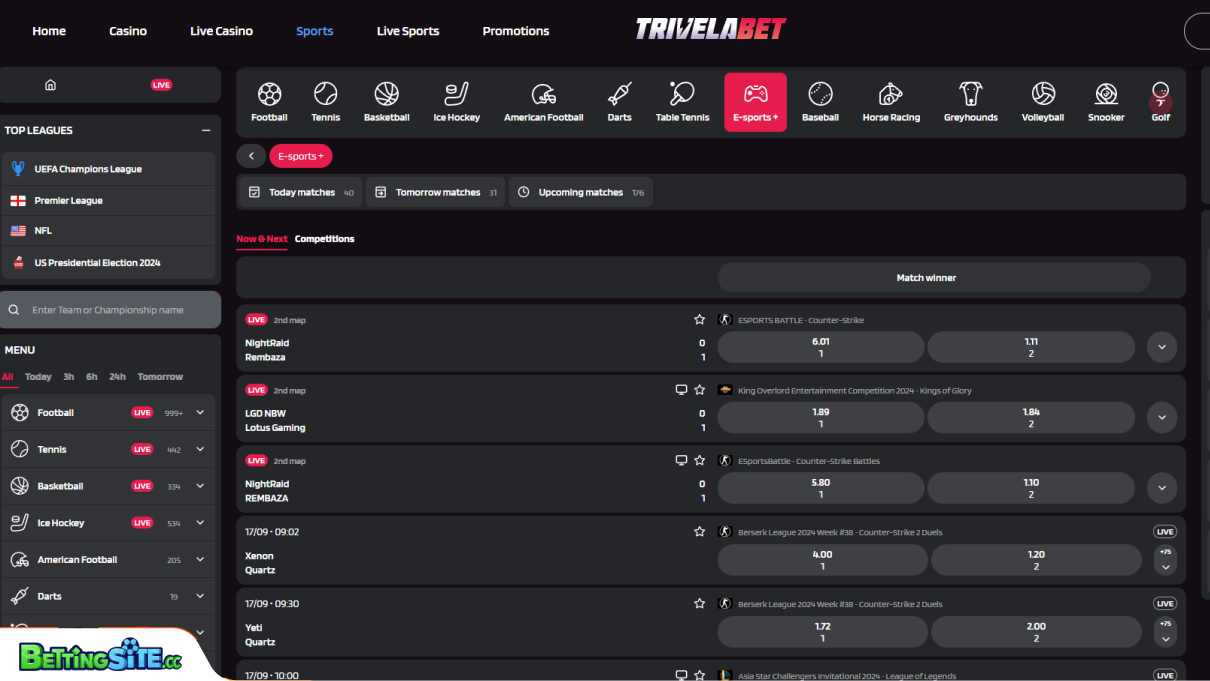 TrivelaBet esport betting