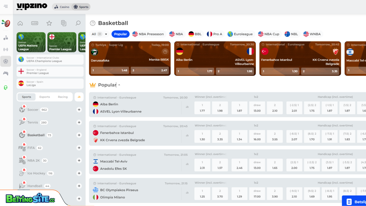 Vipzino basketball betting