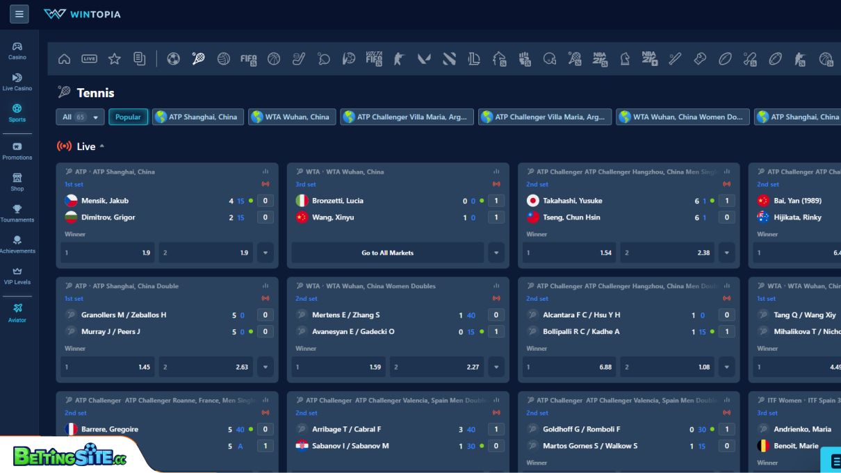 Wintopia tennis betting