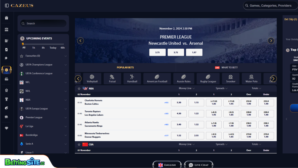 Cazeus basketball betting