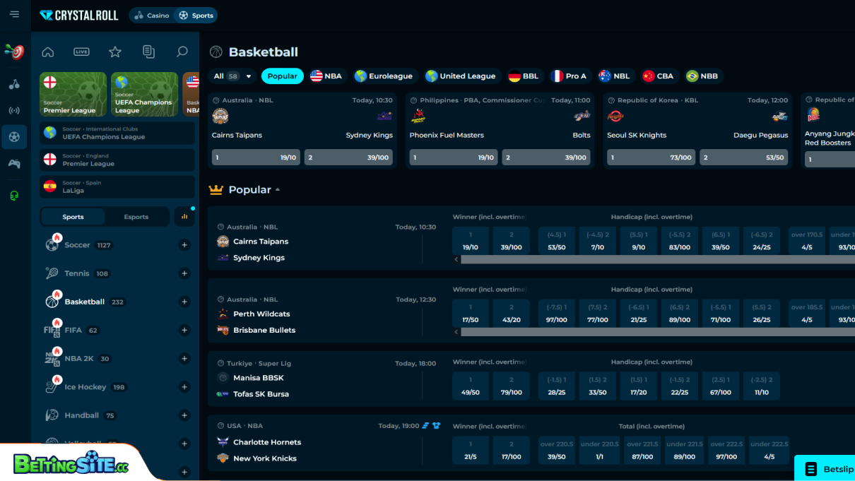 CrystalRoll basketball betting