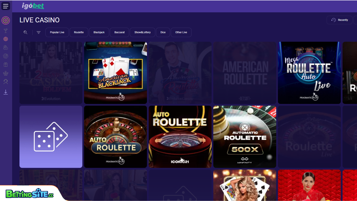 IgoBet live games