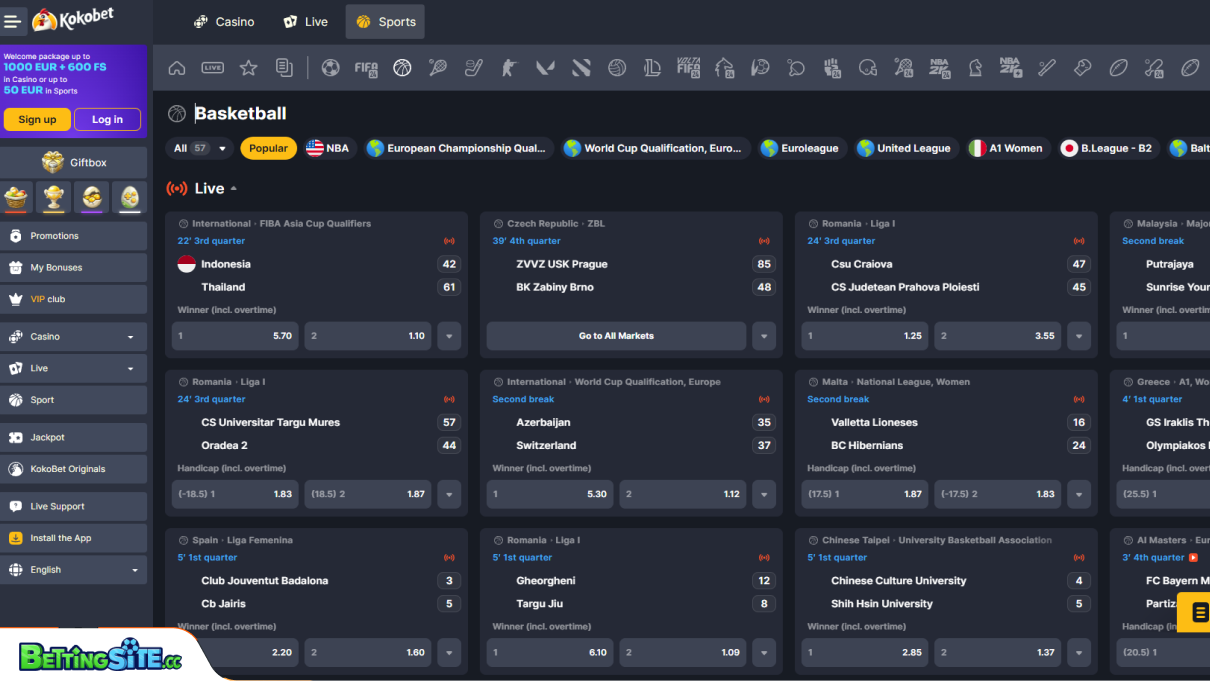 KokoBet basket betting