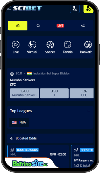 Scibet mobile app