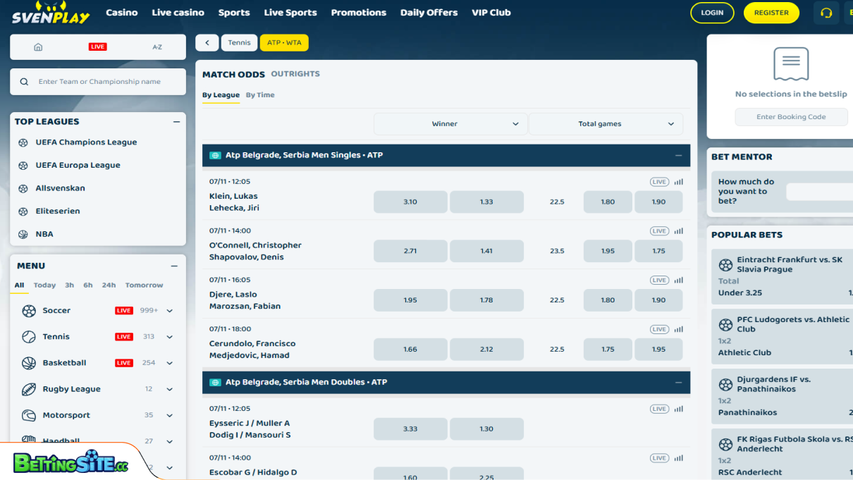 SvenPlay tennis betting