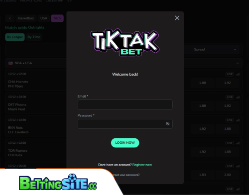 TikTak betting login