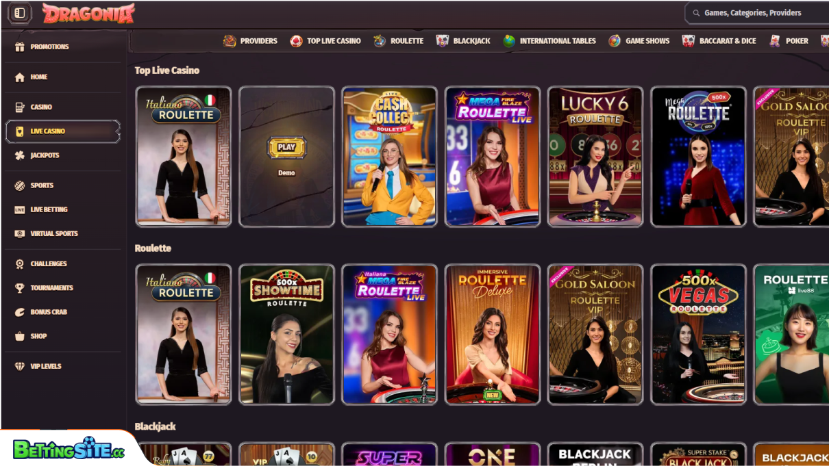 Dragonia live casino