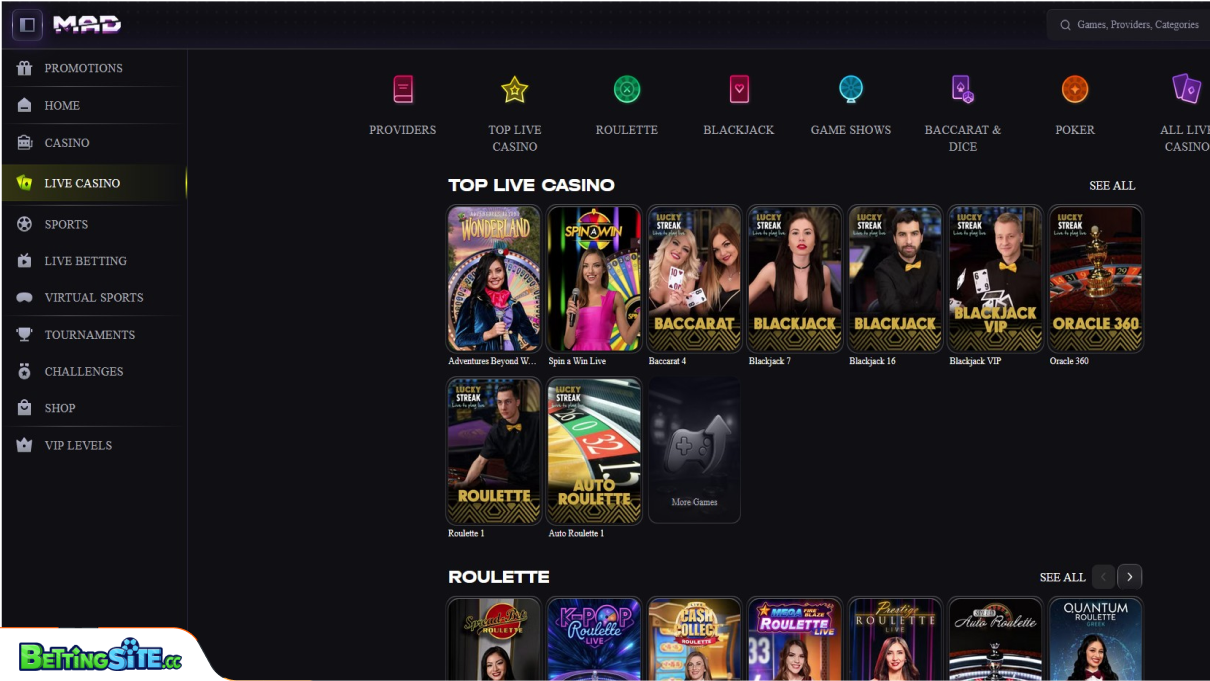 Mad live casino
