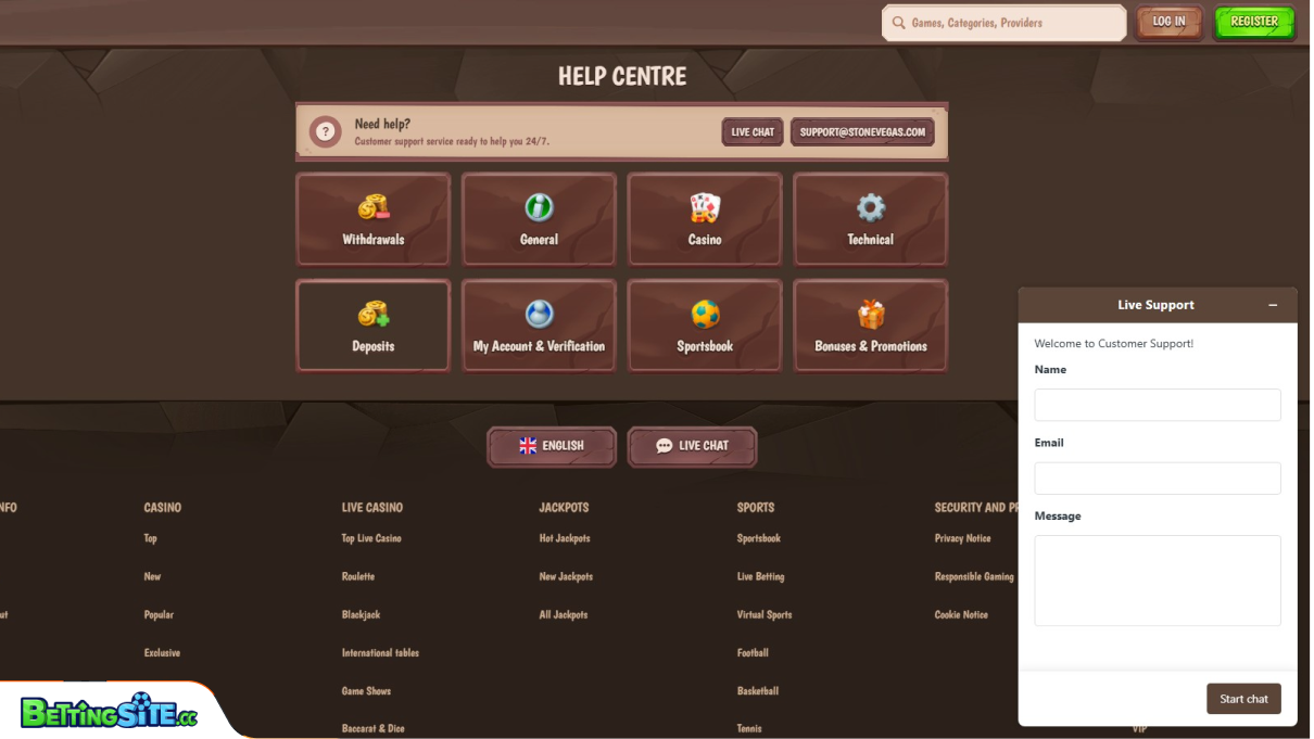 Stonevegas customer support