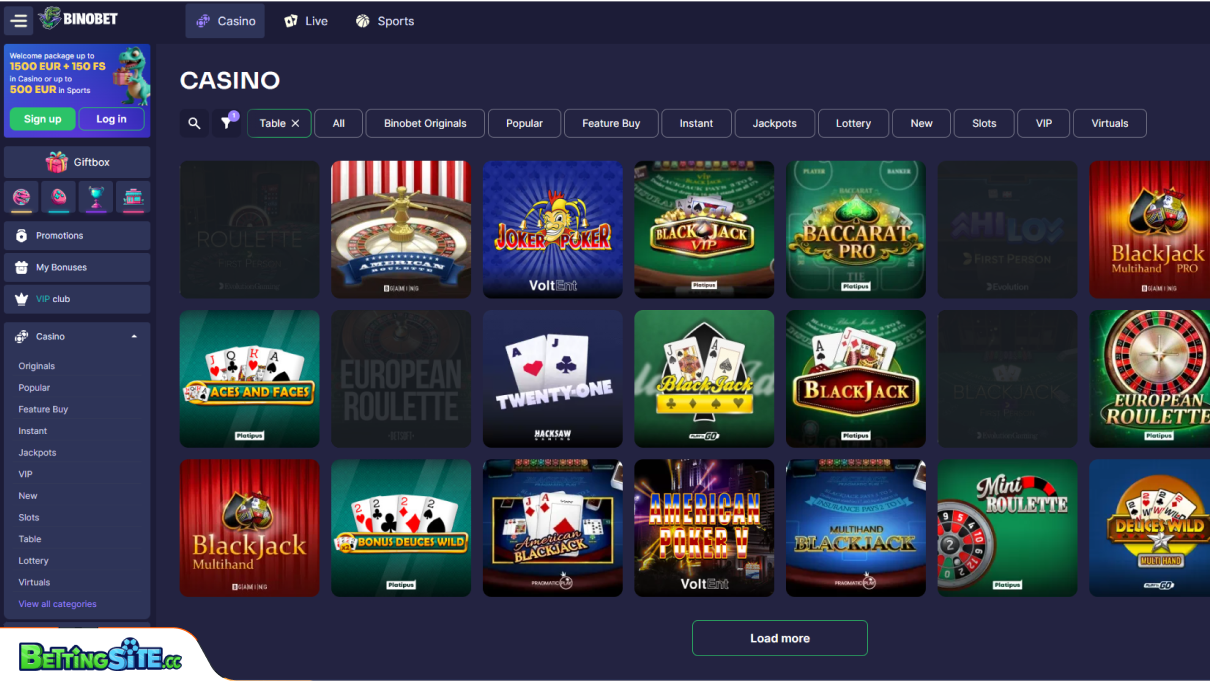 BinoBet live games