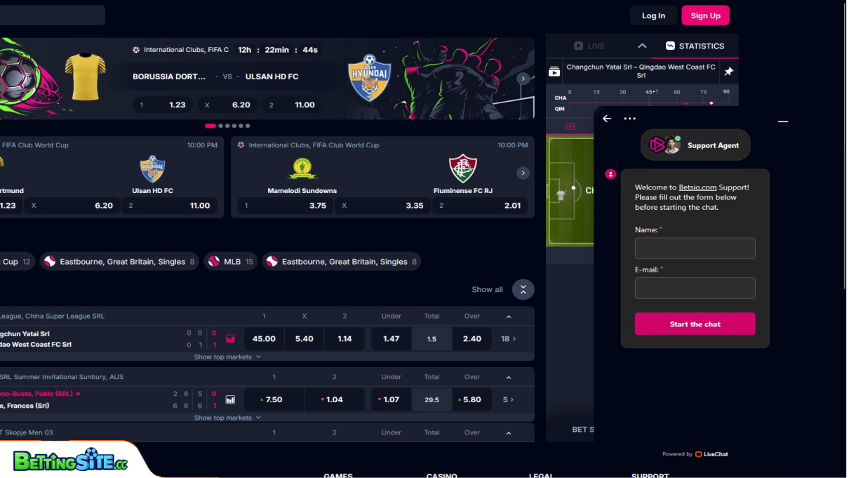 Betsio customer support
