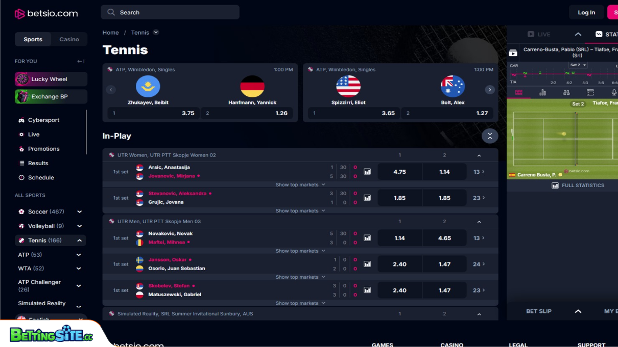 Betsio tennis betting