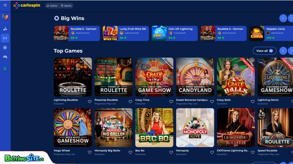 Carlospin live games