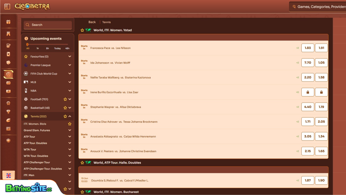 Cleobetra Tennis betting