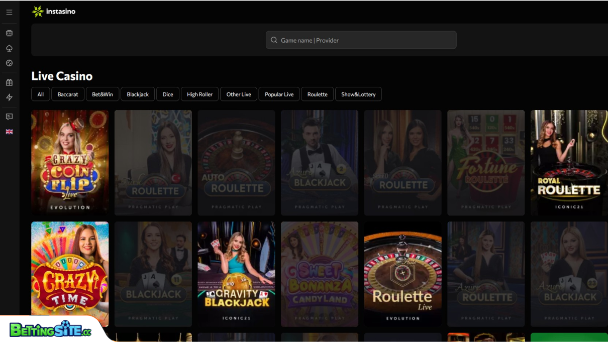 Instasino live games