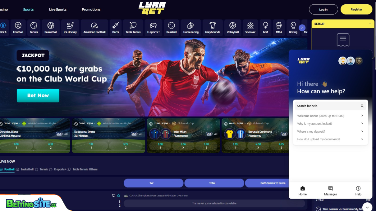 LyraBet customer support