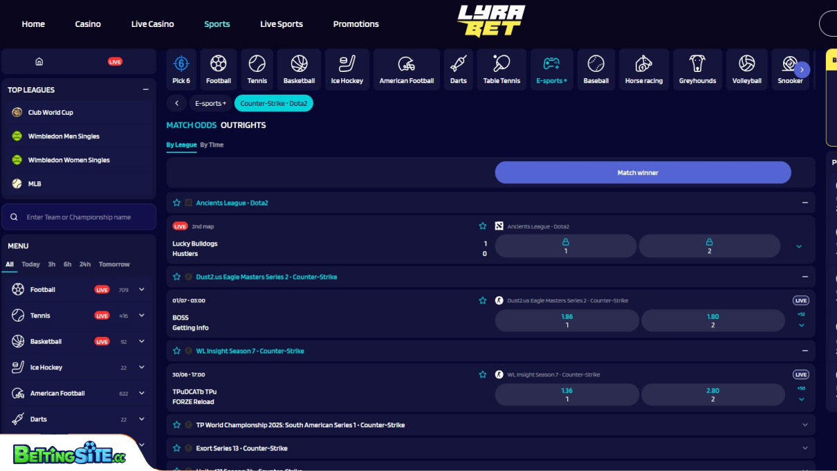 LyraBet esports betting