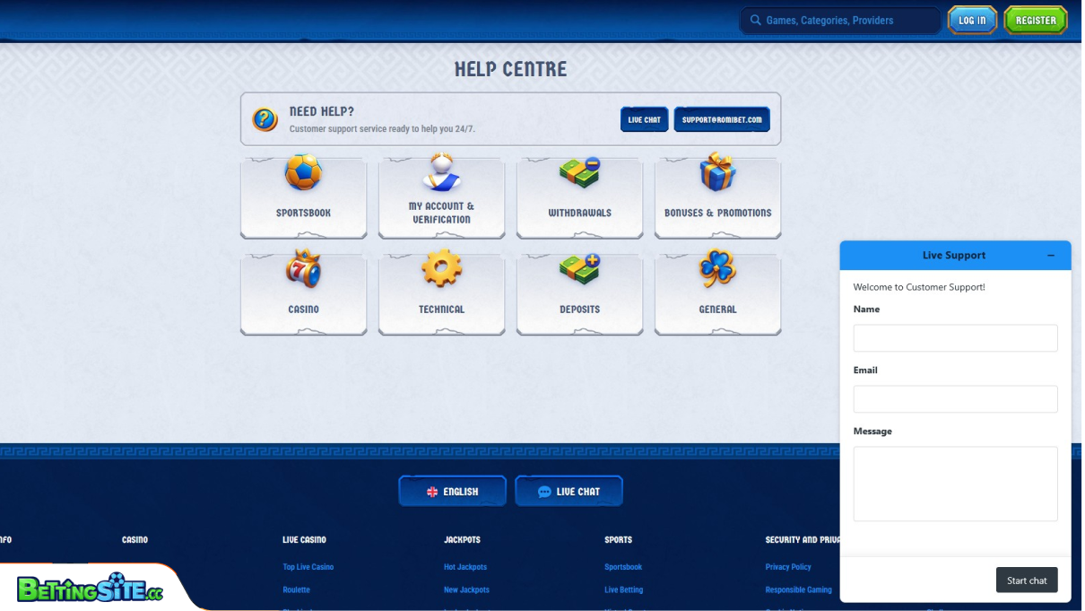 RomiBet customer support