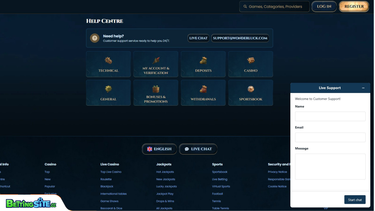 WonderLuck customer support