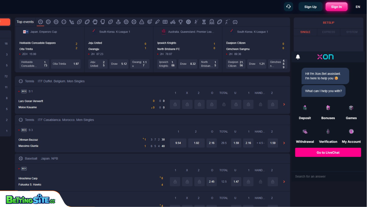 Xon Bet customer support