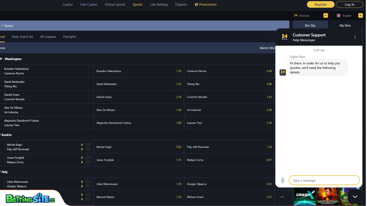 24slots customer support