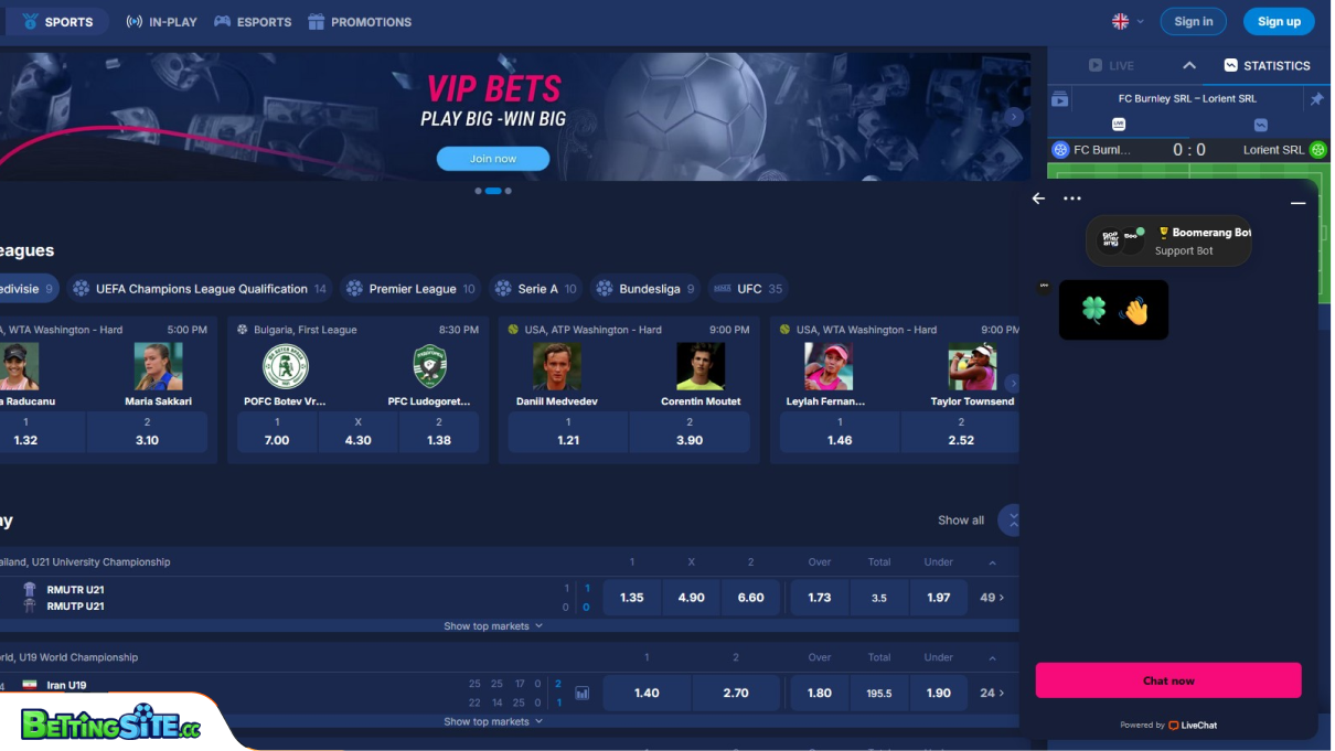 BoomerangBet customer support