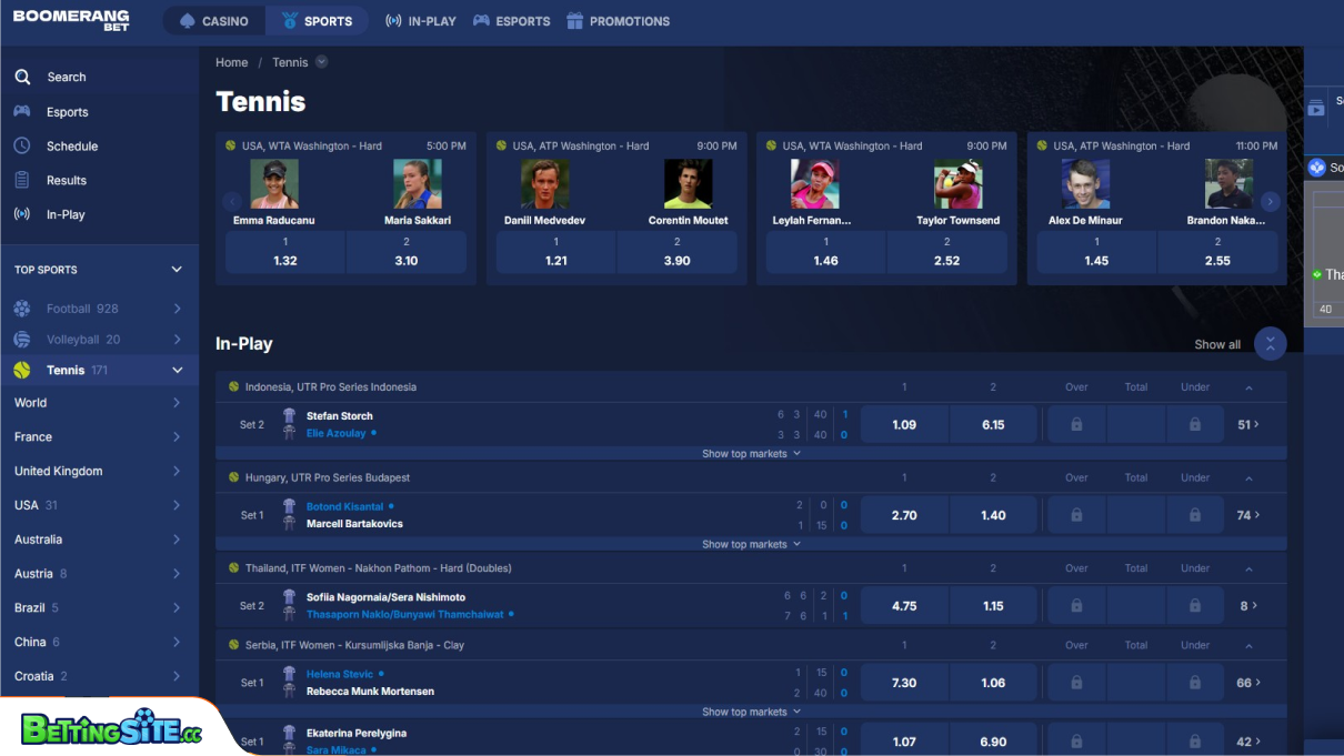 BoomerangBet tennis betting