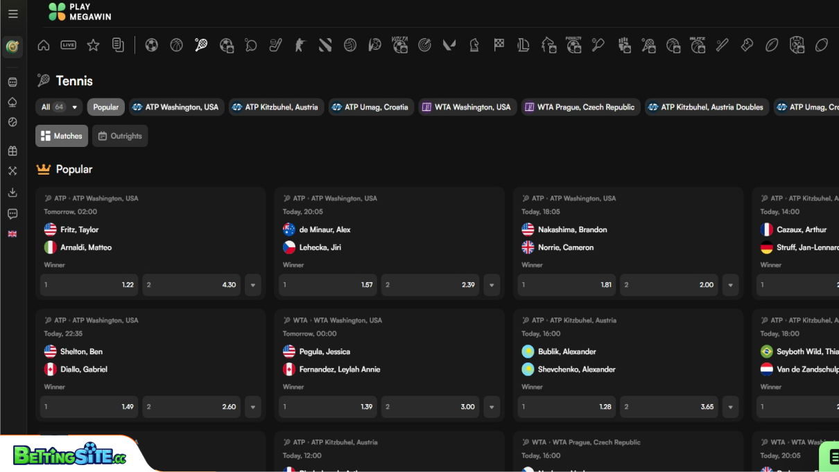 PlayMegaWin tennis betting