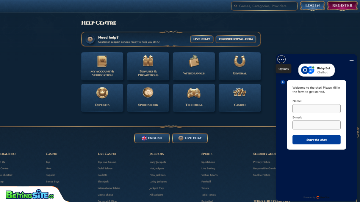 Rich Royal customer support