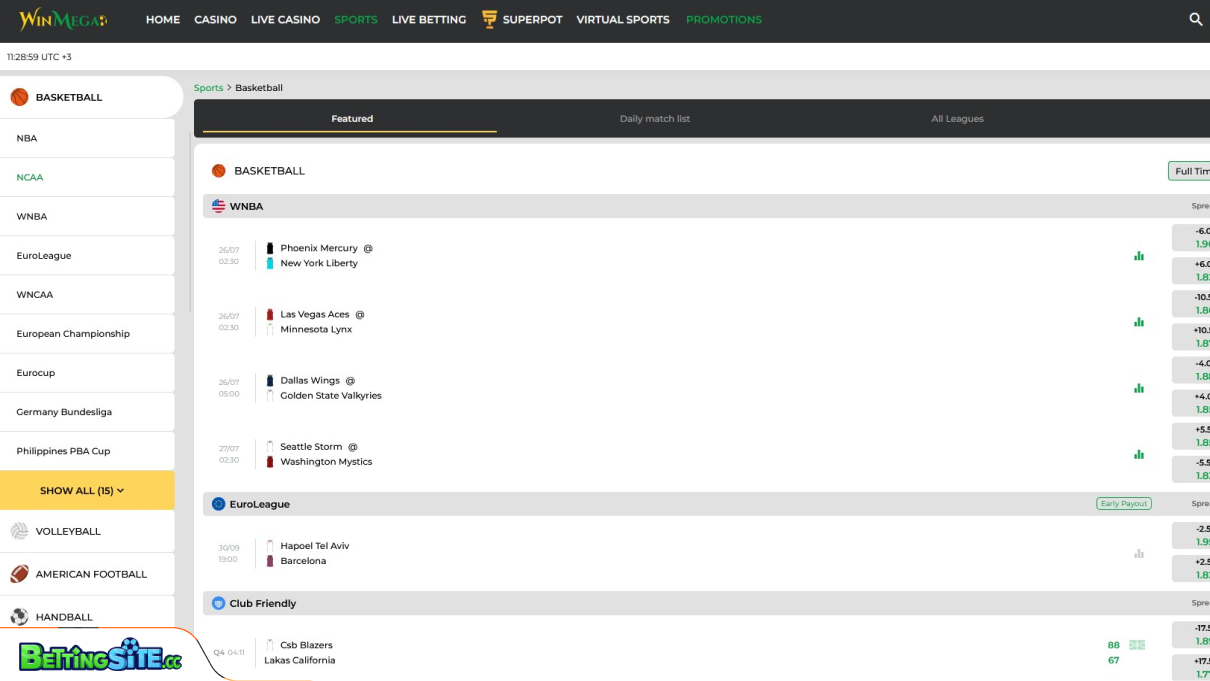 WinMega baseball betting