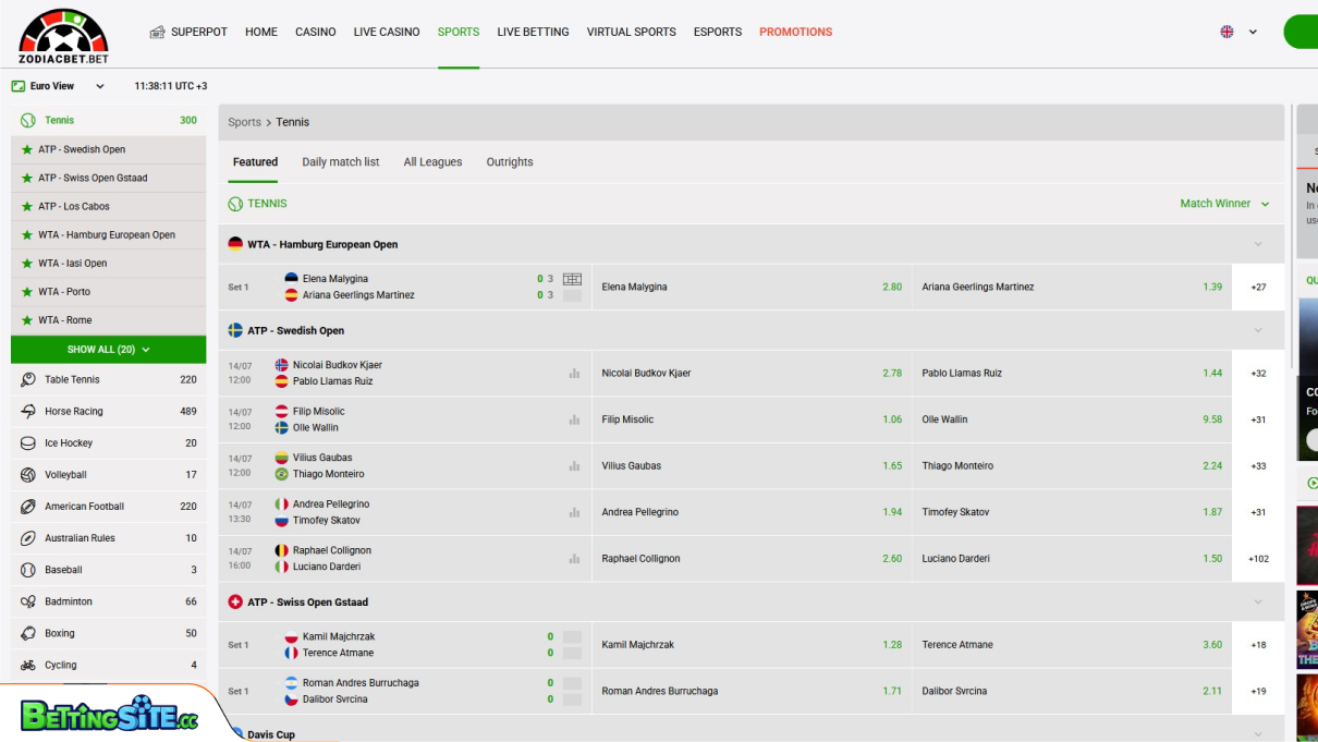 ZodiacBet tennis betting