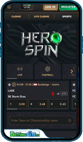 HeroSpin Bet mobile app