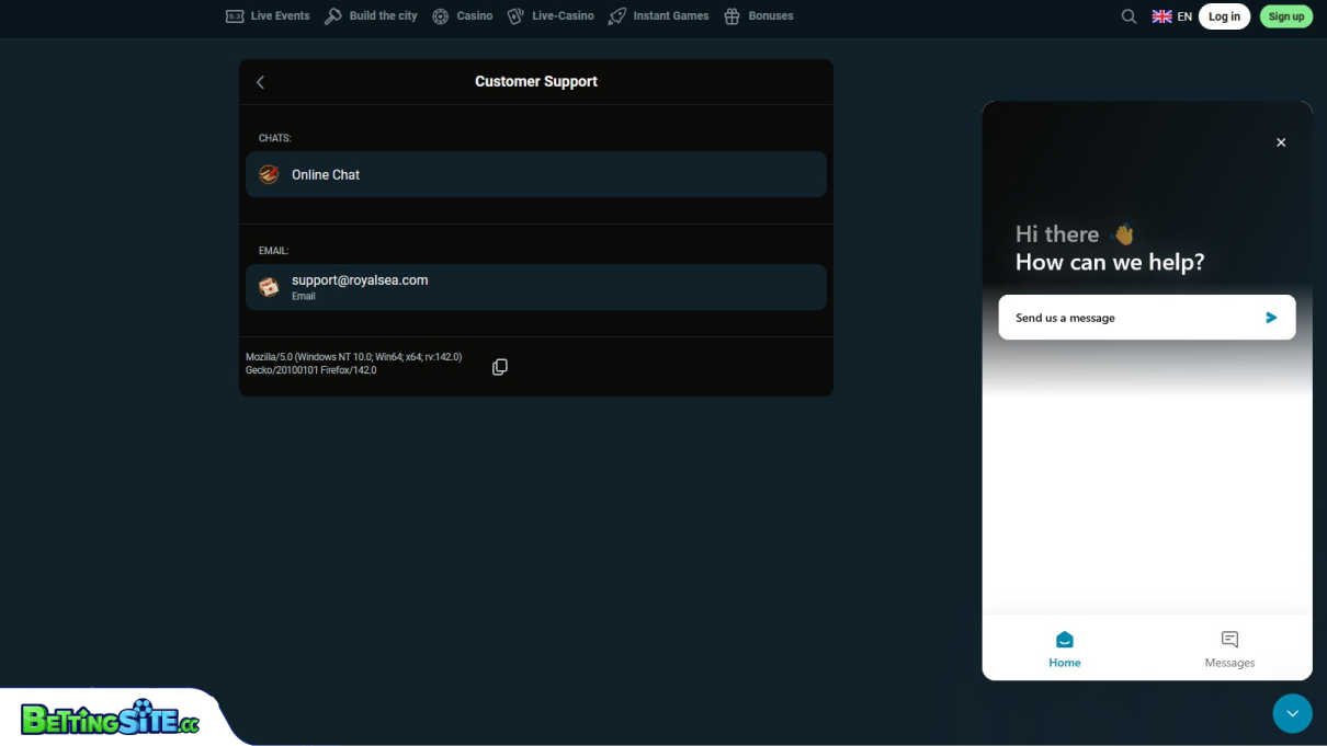 RoyalSea customer support