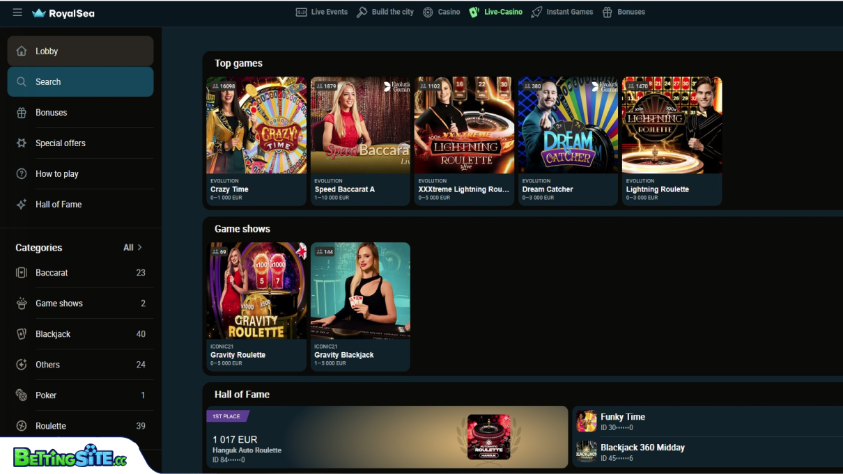 RoyalSea live games